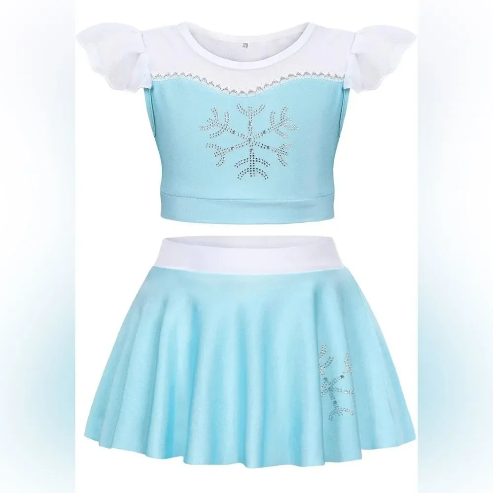 Kids Ice Princess swim Costume Blue and White size 140